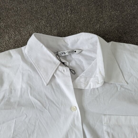 Zara oversized button down tunic shirt size Medium dropped shoulder - Picture 3 of 5